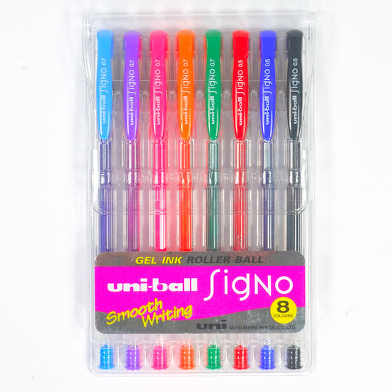 Uni-Ball Signo Coloured Gel Ink Roller Ball Pens (8 colours set)