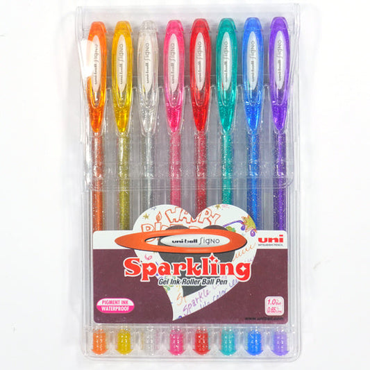 Uni-Ball Signo Sparkling Gel Ink Roller Ball Pen (8 colours set)